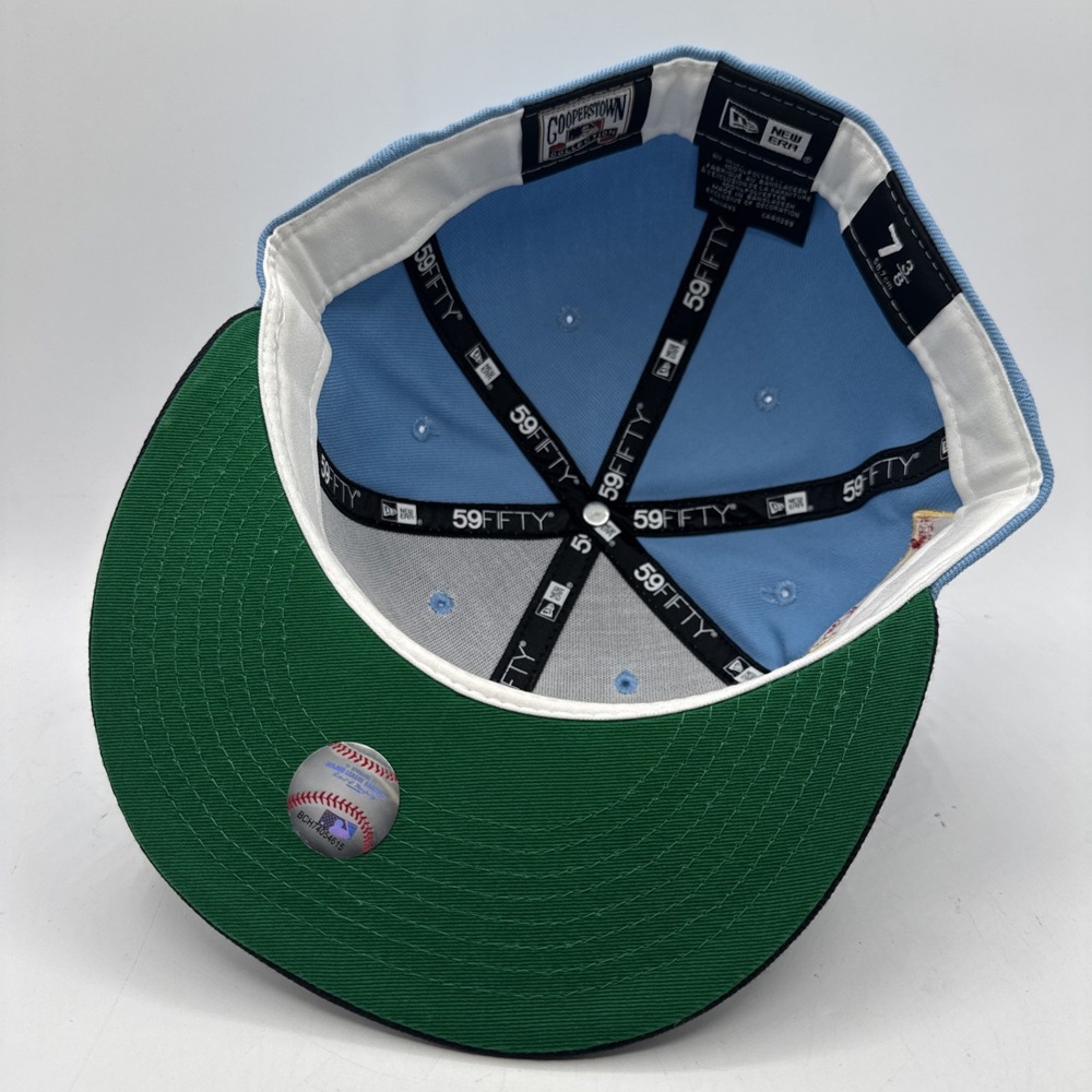 New Era Minnesota Twins 59FIFTY Fitted Hat Cap Powder Blue Navy Brim Patch 7 3/8 - Picture 5 of 6